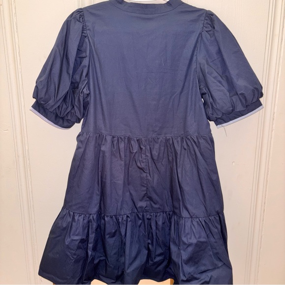 NWT entro Women’s Medium Magic Moment Navy Mini Dress embroidered - Picture 4 of 5